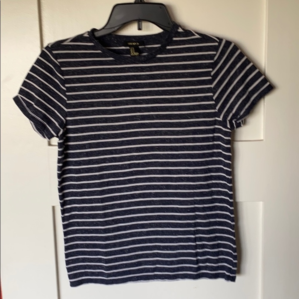 Juniors blue with white striped shirt.
